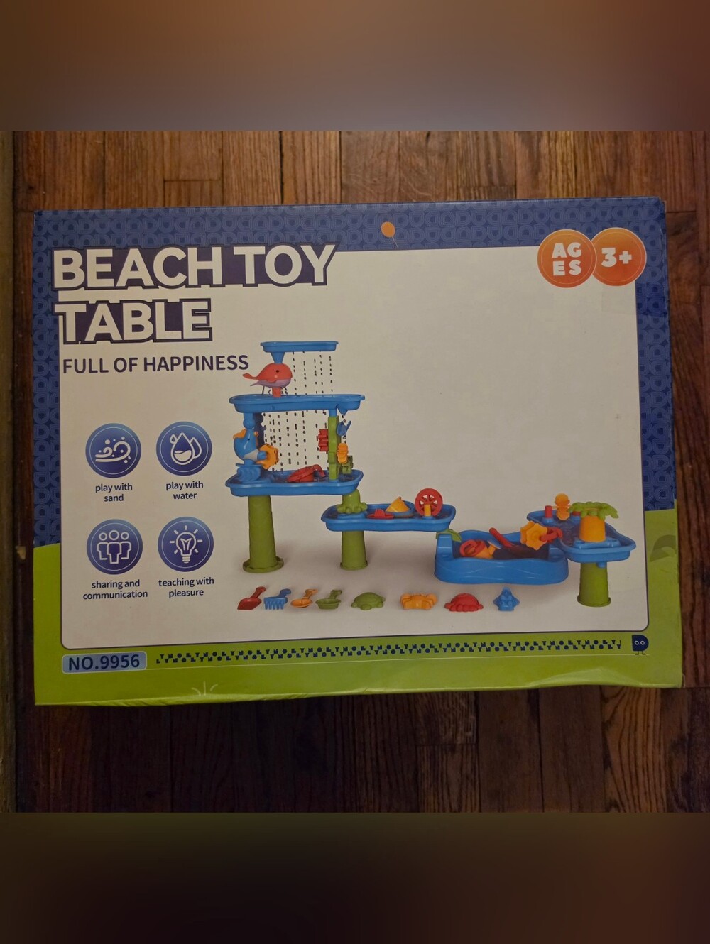 Blue Beach Toy Table with Green Legs - Kids Sensory Play